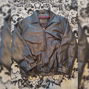 St John's Bay Leather Jacket Black Size Large